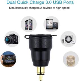 img 3 attached to 🔌 Cllena DIN Подключение Hella к адаптеру двойного быстрого заряда USB с подсветкой вольтметра для мотоцикла BMW - Красный