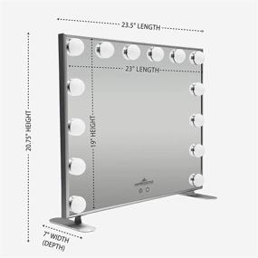 img 3 attached to 💄 Impressions Hollywood Touch Duo Tone Wide Lighted Makeup Mirror with 14 LED Bulbs, Silver Dressing Vanity Mirror - Enhanced with Touch Sensor Switch