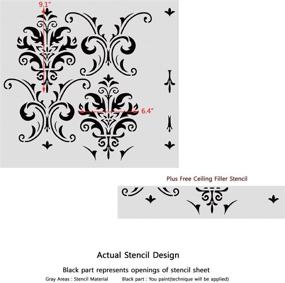 img 3 attached to 🎨 J BOUTIQUE STENCILS: Damask Allover Reusable Carol Wall Stencil Pattern - Ideal for Stunning Wall Decor and More