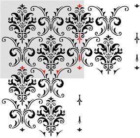 img 1 attached to 🎨 J BOUTIQUE STENCILS: Damask Allover Reusable Carol Wall Stencil Pattern - Ideal for Stunning Wall Decor and More