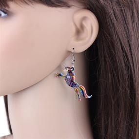 img 1 attached to BONSNY Signature Fantasy Collection: Enchanting Unicorn Charm Statement Drop Dangle Acrylic Earrings