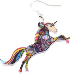img 2 attached to BONSNY Signature Fantasy Collection: Enchanting Unicorn Charm Statement Drop Dangle Acrylic Earrings