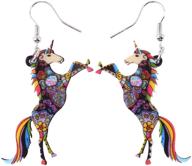 bonsny signature fantasy collection: enchanting unicorn charm statement drop dangle acrylic earrings logo