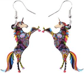img 4 attached to BONSNY Signature Fantasy Collection: Enchanting Unicorn Charm Statement Drop Dangle Acrylic Earrings