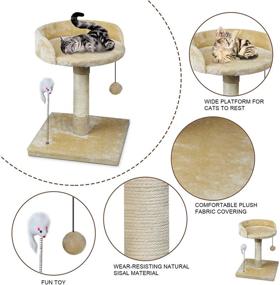 img 1 attached to 🐱 YMINA Interactive Cat Tree Tower with Sisal Rope Scratching Post and Hanging Ball - Ultimate Kitten Claw Scratcher and Cat Activity Center with Tracking Feature