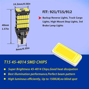 img 3 attached to 🔆 Upgraded 4PCS 921 T15 912 W16W LED Reverse Lights - Error Free 904 Led 921 Bulbs with 45SMD-4014 Chipsets | Latest 912 921 906 LED Car Bulbs for Car Truck Backup Reverse Lights - 1500 Lumens, 6500K White