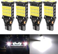 🔆 upgraded 4pcs 921 t15 912 w16w led reverse lights - error free 904 led 921 bulbs with 45smd-4014 chipsets | latest 912 921 906 led car bulbs for car truck backup reverse lights - 1500 lumens, 6500k white logo