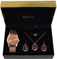 💎 appolus rose-gold watch necklace earrings ring set: perfect gifts for women - mom, wife, girlfriend - birthday, graduation, anniversary logo