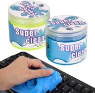 🧼 moko keyboard cleaner 2 pack - universal cleaning gel for pc tablet laptop keyboard - removes dust, hair, crumbs, dirt - blue + yellow logo