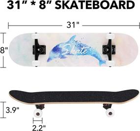 img 3 attached to TOCDROA Skateboard: 31x7.8 Complete Beginner Skateboards with Cool Design - Ideal for Kids, Teens, and Adults
