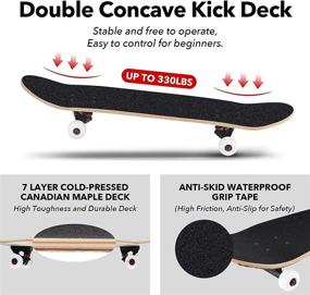 img 2 attached to TOCDROA Skateboard: 31x7.8 Complete Beginner Skateboards with Cool Design - Ideal for Kids, Teens, and Adults