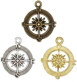 img 1 attached to Compass Charms Pendant Jewelry Making