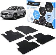 🚗 clim art honeycomb custom fit floor mats for hyundai santa fe 2019-2020 - all-weather car mats liner, black/silver, car accessories for men & women logo