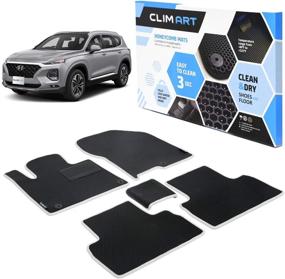 img 4 attached to 🚗 CLIM ART Honeycomb Custom Fit Floor Mats for Hyundai Santa Fe 2019-2020 - All-Weather Car Mats Liner, Black/Silver, Car Accessories for Men & Women