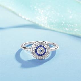 img 1 attached to 💙 Stylish Round Blue Evil Eye Band Ring in Sterling Silver 925 - CZ & Enamel - Size 6-8: Shop Now!
