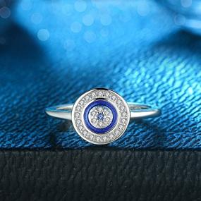 img 2 attached to 💙 Stylish Round Blue Evil Eye Band Ring in Sterling Silver 925 - CZ & Enamel - Size 6-8: Shop Now!