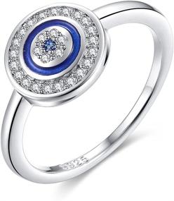 img 4 attached to 💙 Stylish Round Blue Evil Eye Band Ring in Sterling Silver 925 - CZ & Enamel - Size 6-8: Shop Now!