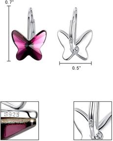 img 1 attached to 🦋 EleQueen Sterling Silver Butterfly Love Hoop Huggie Stud Earrings: Brilliant Austrian Crystal Decorations!