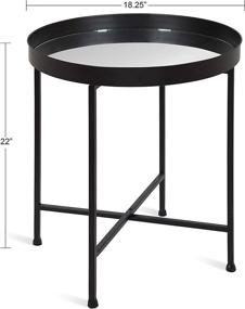 img 3 attached to 🌼 Kate and Laurel Celia Metal Folding Round Accent Table, 18.25 Inches x 18.25 Inches x 22 Inches, Glass Surface with Black Frame, Contemporary Minimalist Design and Detachable Magnetic Tabletop