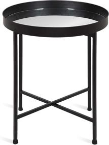 img 2 attached to 🌼 Kate and Laurel Celia Metal Folding Round Accent Table, 18.25 Inches x 18.25 Inches x 22 Inches, Glass Surface with Black Frame, Contemporary Minimalist Design and Detachable Magnetic Tabletop