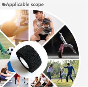 img 1 attached to 🏥 Flexible Self Adherent Wrap Tape - Medical Cohesive Bandages for Sports Injuries like Sprains, Swelling, and Soreness on Wrist and Ankle - Strong Elastic First Aid Tape - 6 Pack 1 Inch X 5 Yards (Black)