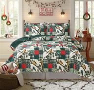 🎄 cozy and festive: christmas bedding queen size christmas quilt set with red and green christmas plaid bedspread coverlet, reversible patchwork design, and lightweight plaid quilt for couples - perfect holiday christmas bed set logo