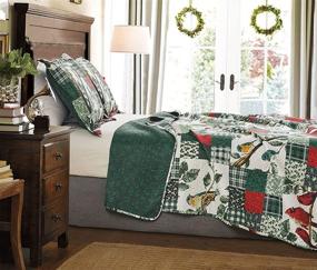img 3 attached to 🎄 Cozy and Festive: Christmas Bedding Queen Size Christmas Quilt Set with Red and Green Christmas Plaid Bedspread Coverlet, Reversible Patchwork Design, and Lightweight Plaid Quilt for Couples - Perfect Holiday Christmas Bed Set