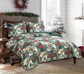 img 2 attached to 🎄 Cozy and Festive: Christmas Bedding Queen Size Christmas Quilt Set with Red and Green Christmas Plaid Bedspread Coverlet, Reversible Patchwork Design, and Lightweight Plaid Quilt for Couples - Perfect Holiday Christmas Bed Set