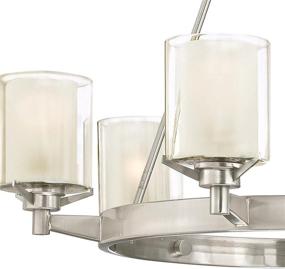 img 2 attached to 💡 Westinghouse Lighting 6330700 Glenford 6-Light Brushed Nickel Indoor Chandelier with Frosted Inner and Clear Glass Outer Shades - 6 Inch