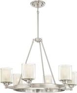 💡 westinghouse lighting 6330700 glenford 6-light brushed nickel indoor chandelier with frosted inner and clear glass outer shades - 6 inch логотип