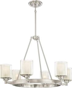 img 3 attached to 💡 Westinghouse Lighting 6330700 Glenford 6-Light Brushed Nickel Indoor Chandelier with Frosted Inner and Clear Glass Outer Shades - 6 Inch