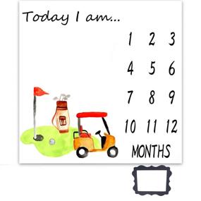 img 4 attached to 🏌️ Golf Themed Baby Monthly Milestone Blanket – 40x40 inches Soft Fabric with Frame for Babies (0-12 Months) | Toddler Photography Blanket EADS469