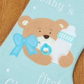 img 2 attached to 🎄 Adorable Baby Boy's 1st Christmas Stocking - Blue Bear Xmas Sock for Mantle Decoration