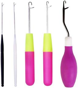 img 4 attached to 🔑 Versatile 5-Piece Latch Hook Crochet Needle Set for Carpet Making, Dreadlocks & More