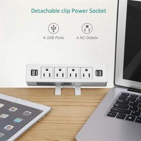 img 1 attached to Convenient Desk Edge Power Strip with 4 USB Ports 💡 & Extension Cord - Ideal for Home, Office, and Reading (White)