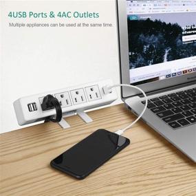 img 3 attached to Convenient Desk Edge Power Strip with 4 USB Ports 💡 & Extension Cord - Ideal for Home, Office, and Reading (White)