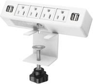 convenient desk edge power strip with 4 usb ports 💡 & extension cord - ideal for home, office, and reading (white) logo