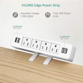 img 2 attached to Convenient Desk Edge Power Strip with 4 USB Ports 💡 & Extension Cord - Ideal for Home, Office, and Reading (White)