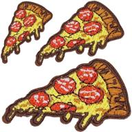 🍕 u-sky pizza iron on patches for kids clothing: 3pcs set | jeans, jackets, backpacks, caps, shirts | cover rips with style | sizes: 4.7x2.5, 3.7x4x1.9, 2.4x1.4 inch logo