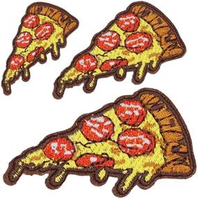 img 2 attached to 🍕 U-Sky Pizza Iron on Patches for Kids Clothing: 3pcs Set | Jeans, Jackets, Backpacks, Caps, Shirts | Cover Rips with Style | Sizes: 4.7x2.5, 3.7x4x1.9, 2.4x1.4 inch