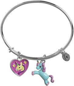 img 3 attached to 🦄 Silver Rhodium Plated Unicorn Charm Expandable Bangle Bracelet for Girls by Chrysalis