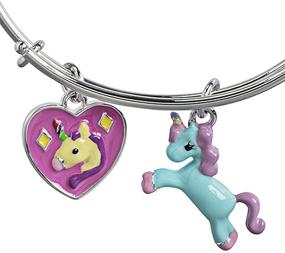 img 2 attached to 🦄 Silver Rhodium Plated Unicorn Charm Expandable Bangle Bracelet for Girls by Chrysalis