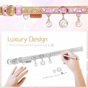 img 3 attached to PetsHome Bling PU Leather Pet Collar with Cute Pearls and Luxury Pendant for Cats and Small Dogs - Adjustable Cat and Dog Collar