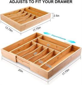 img 3 attached to MOSONIC Organizer Expandable Silverware Flatware