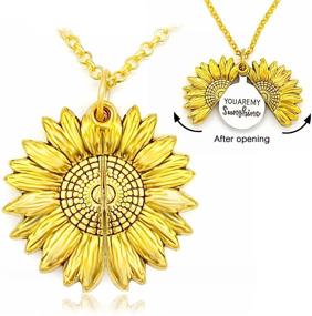 img 3 attached to 🌻 Women Girls Sunflower Necklace: You Are My Sunshine Necklace