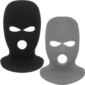 img 3 attached to 🧣 Fvviia 2-Pack 3-Hole Knitted Face Cover - Double Thermal Windproof Winter Ski Mask for Outdoor Sports