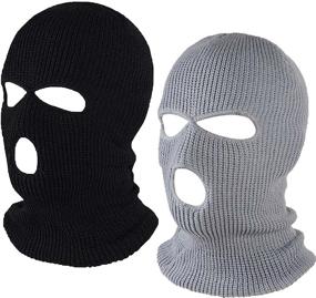 img 4 attached to 🧣 Fvviia 2-Pack 3-Hole Knitted Face Cover - Double Thermal Windproof Winter Ski Mask for Outdoor Sports