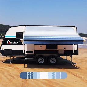img 4 attached to 🏕️ Awnlux RV Awning Fabric Replacement: Waterproof Vinyl Shade Screen for Camping - Universal Fit Sun Shade Canopy with UV Protection - Blue Strip, 10ft