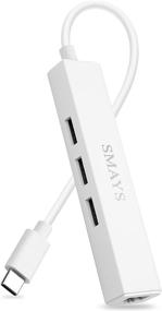 img 4 attached to 🔌 3-Port Charging OTG Hub with Ethernet Adapter for Samsung Galaxy Tab A 10.1 (2019), Tab A7, Tab S4, Tab S5e Android Tablet and Host USB C Cable