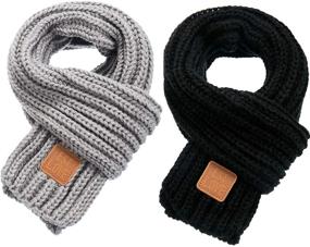 img 4 attached to Zhanmai 2 Pieces Kids Winter Warm Knit Scarves: Cozy Neck Warmers for Toddlers Boys & Girls